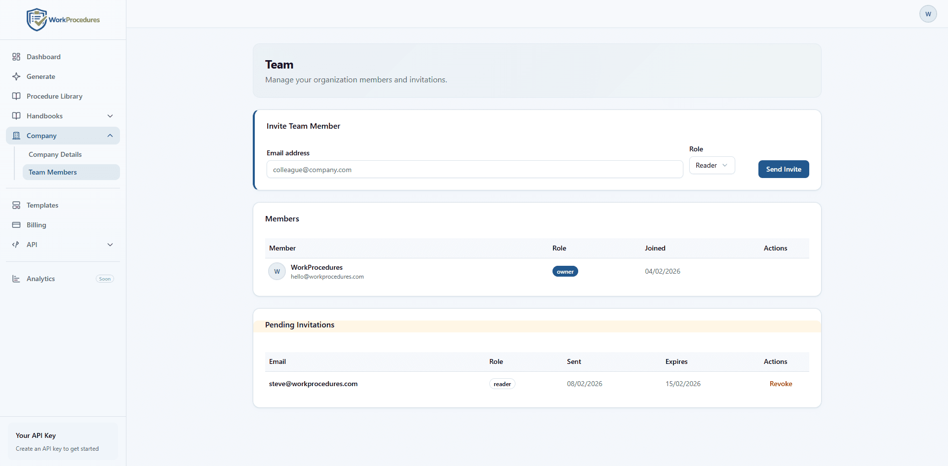 Invite your team and collaborate on procedures